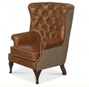Wing Wrap Chair in Brown Cerrato and Gamekeeper Thorn - Kubek Furniture