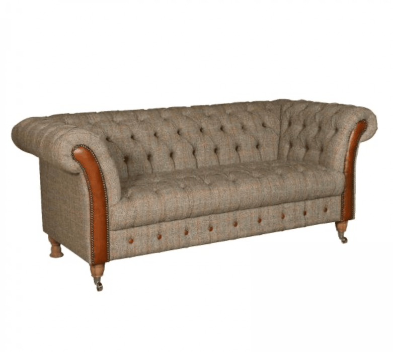 Chester Club 3-Seater Sofa in Hunting Lodge with Brown Cerrato - Kubek Furniture