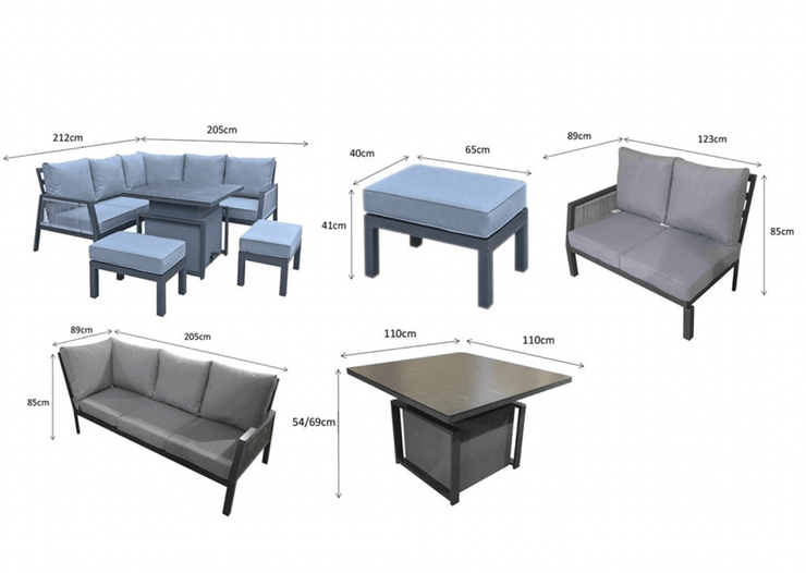 Bettina Corner Dining Set With Adjustable Table - Kubek Furniture