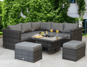 Georgia Sofa And Dining Set In Grey With Adjustable Table And Ice Bucket - Kubek Furniture