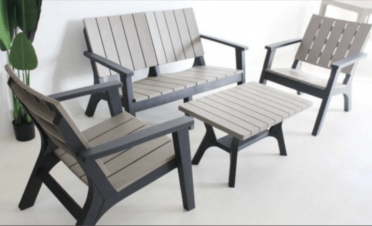 Polly 4-Seater Sofa Set In Grey And Black - Kubek Furniture