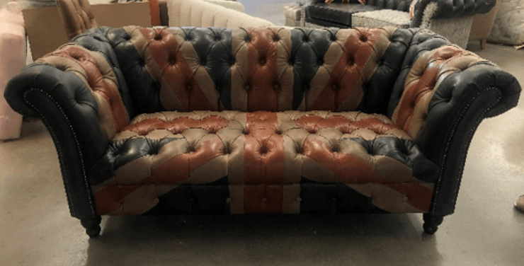 Union jack leather online sofa