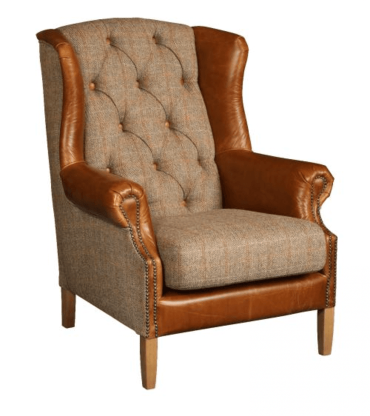 Kew Armchair in Hunting Lodge and Brown Cerrato - Kubek Furniture