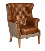 Winchester Armchair in Brown Cerrato and Hunting Lodge - Kubek Furniture