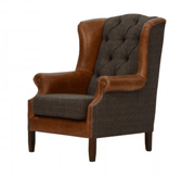 Wing Chair in Moreland and Brown Cerrato - Kubek Furniture