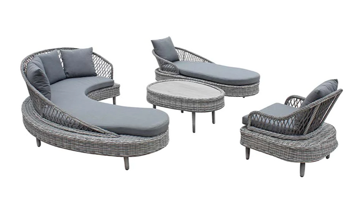Serenity Curved Sofa Set in Grey