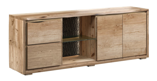 Live Edge TV Cabinet With LED Light - Natural Finish