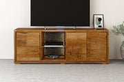 Live Edge TV Cabinet With LED Light - Russet Finish
