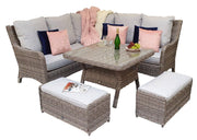 Alexandra Corner Sofa And Dining Set In Grey - Kubek Furniture