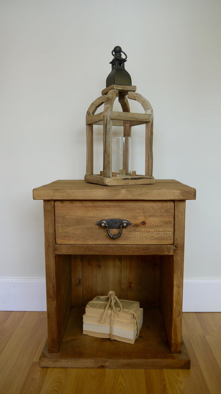 The Authentic Waxed Single Drawer Open Bedside Table