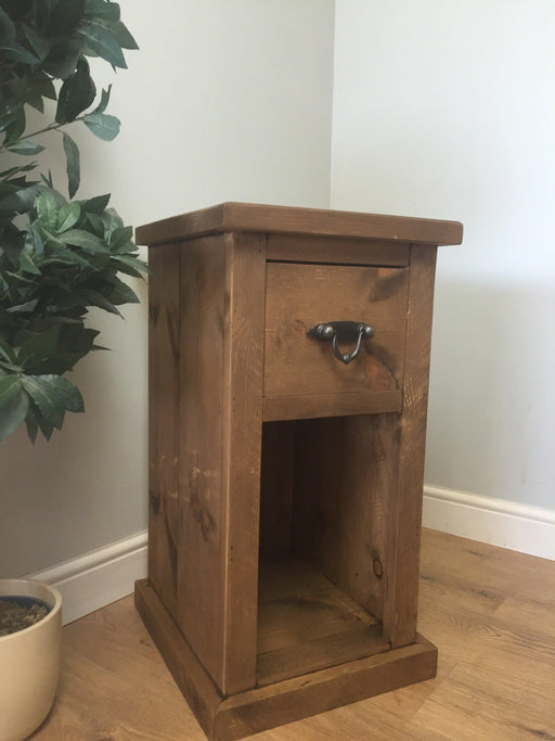 The Authentic Waxed Tall Single Drawer Open Bedside Table