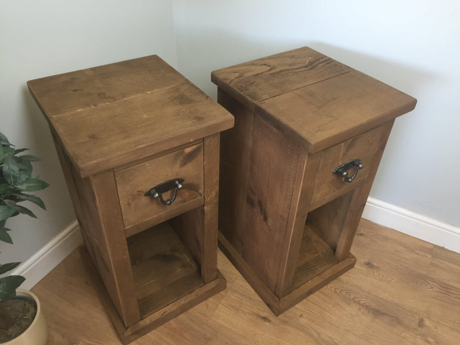 The Authentic Waxed Tall Single Drawer Open Bedside Table