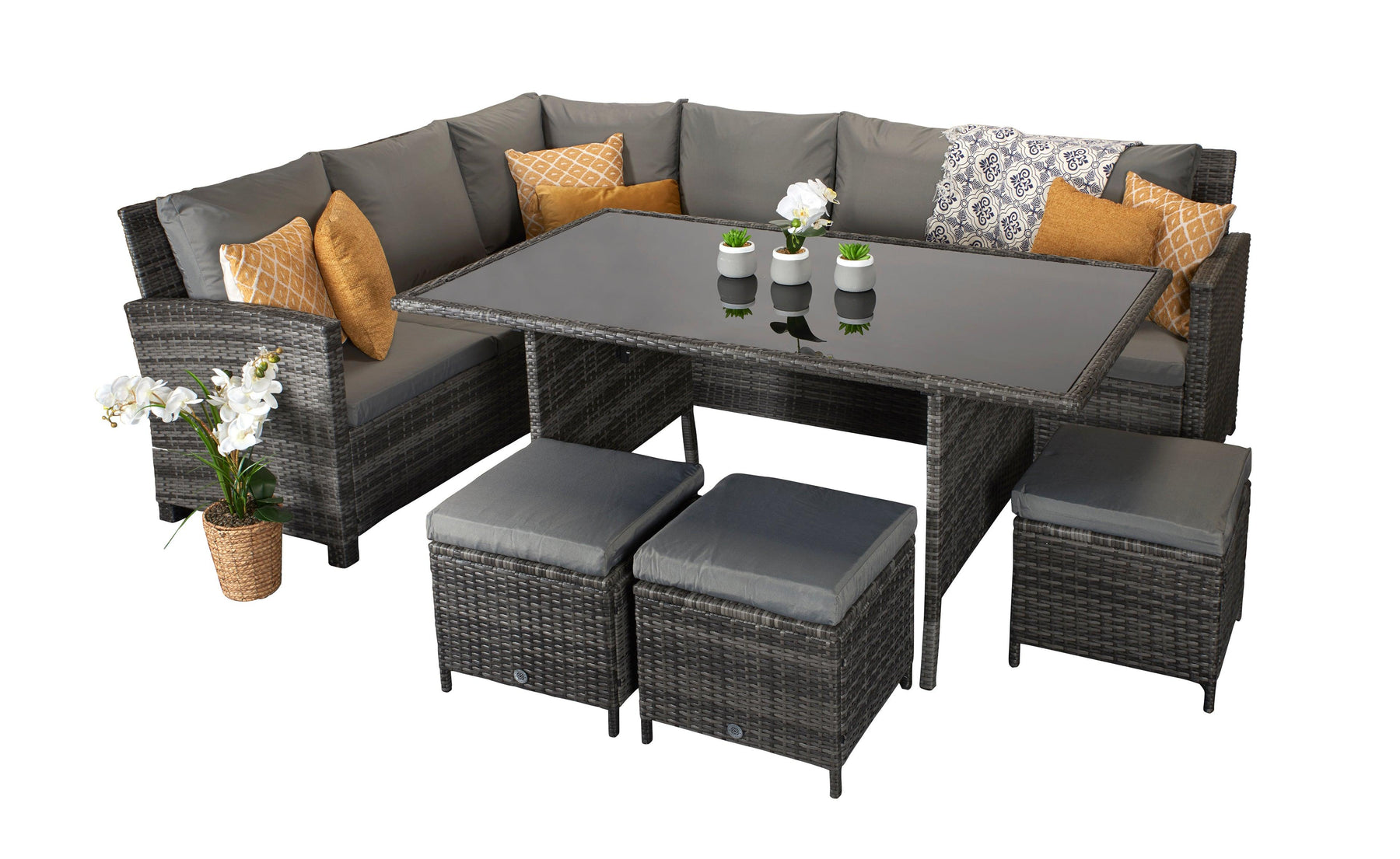 Charlotte Corner Sofa Dining Set in Grey Kubek Furniture