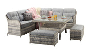 Constance Corner Sofa And Dining Set In Silver Grey - In Stock - Kubek Furniture