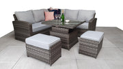 Grace Corner Sofa Set In Grey  With Adjustable Table And 2 Ottomans - Kubek Furniture