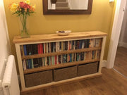 Artisan Painted Low Wide Open Bookcase - Kubek Furniture
