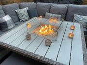 Meghan Corner Sofa Dining Set In Grey With Firepit - Now In Stock - Kubek Furniture