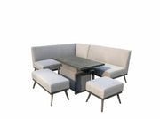 Kimmie Corner Sofa Set With Water/Stain Resistant Fixed Cushions + Gas Lift Adjustable Table - Kubek Furniture