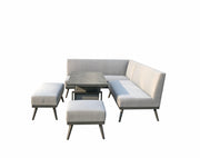 Kimmie Corner Sofa Set With Water/Stain Resistant Fixed Cushions + Gas Lift Adjustable Table - Kubek Furniture