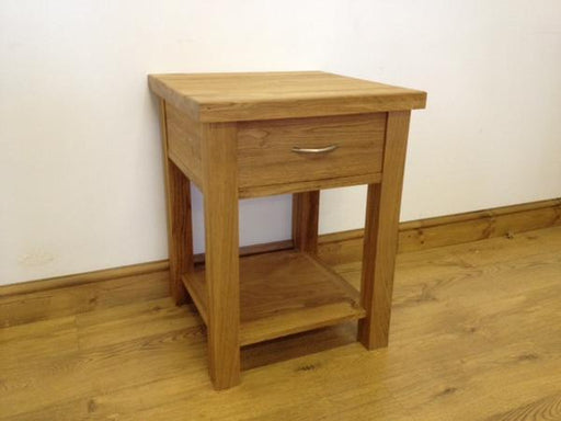 The Quercus Oak Lamp Table with Drawer
