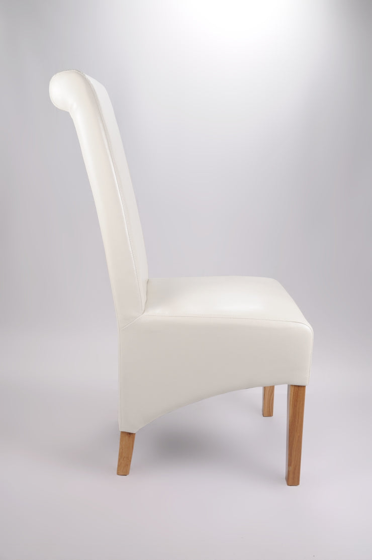 Krista Roll Back Dining Chair in Ivory White - Kubek Furniture