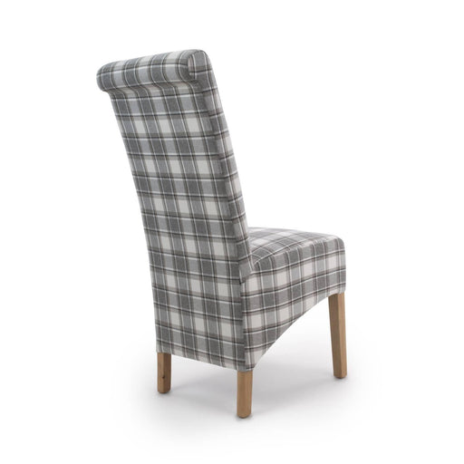Krista Roll Back Dining Chair in Cappuccino Check Herringbone - Kubek Furniture
