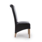Krista Roll Back Dining Chair in Black Leather - Kubek Furniture