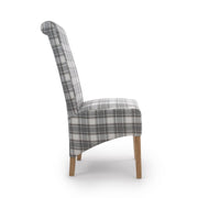 Krista Roll Back Dining Chair in Cappuccino Check Herringbone - Kubek Furniture
