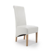 Krista Roll Back Dining Chair in Ivory White - Kubek Furniture
