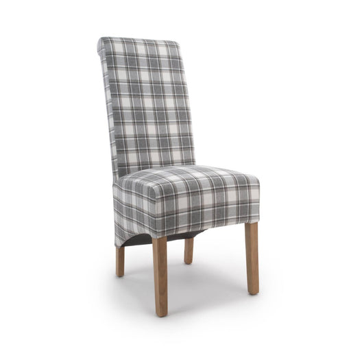 Krista Roll Back Dining Chair in Cappuccino Check Herringbone - Kubek Furniture