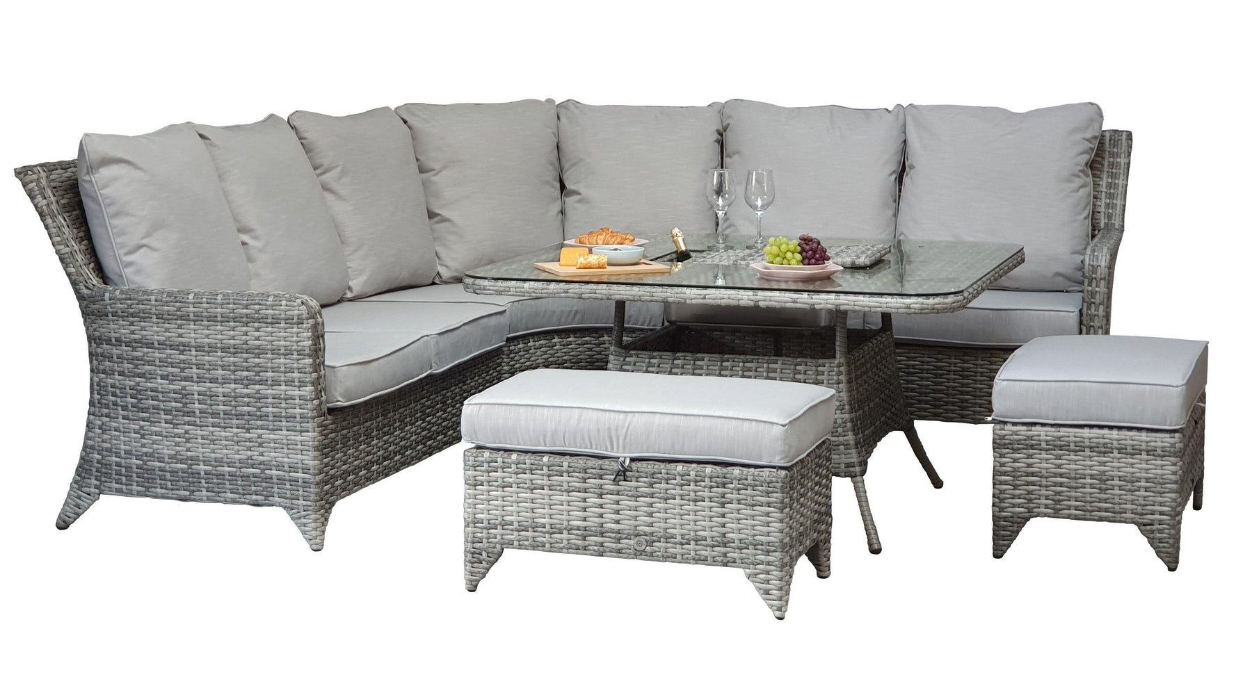 Sarah Sofa And Dining Set With Ice Bucket In Grey - Kubek Furniture