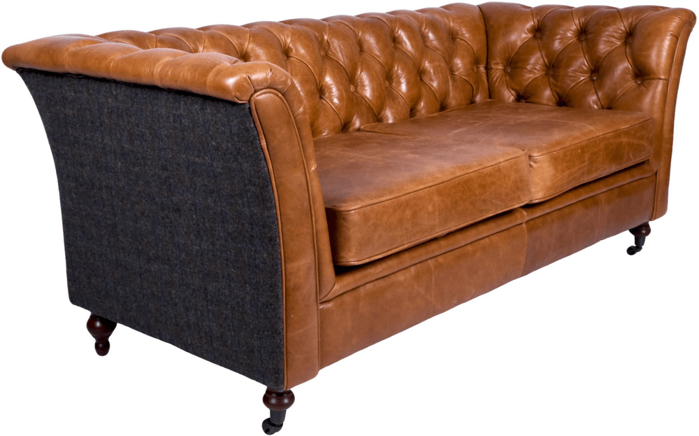 Caesar 2-Seater Sofa in Brown Cerrato and Uist Night – Kubek Furniture