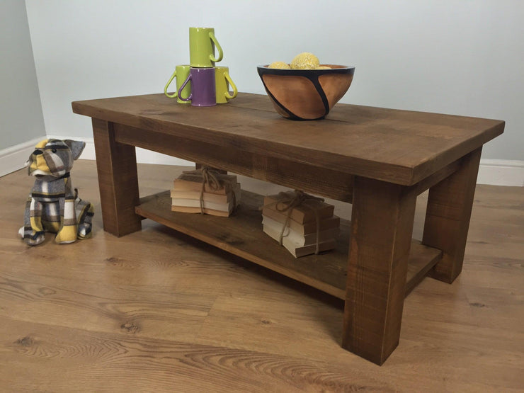 The Authentic Waxed Coffee Table with Shelf