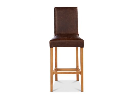 Jacobs Barstool in Bartollo Leather and Portabello Check Brown Pink - Kubek Furniture