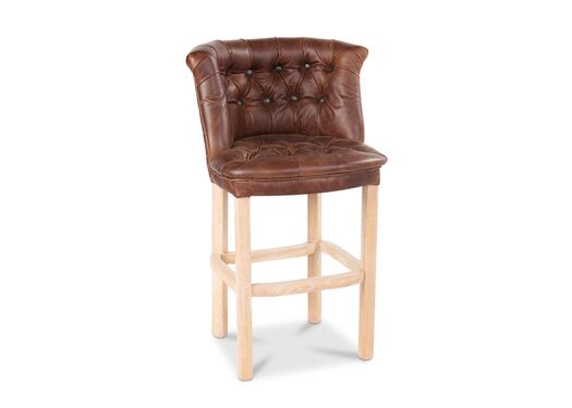 Parker Barstool in Bartollo Leather and Portabello Check Brown Pink - Kubek Furniture