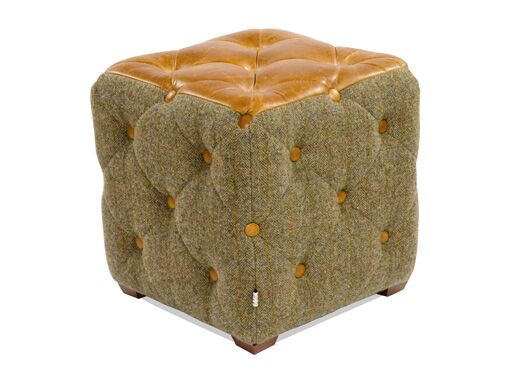 Patchwork Cube in Gamekeeper Spruce and Brown Cerrato - Kubek Furniture