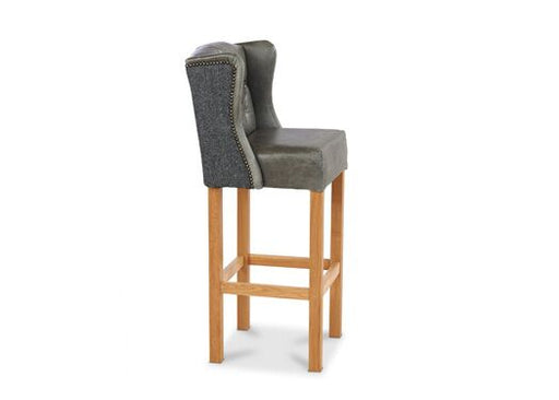 Winged Barstool in Grey Cerrato and Vintage Flint - Kubek Furniture