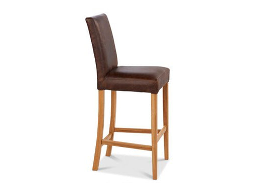 Jacobs Barstool in Bartollo Leather and Portabello Check Brown Pink - Kubek Furniture