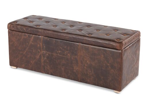 Cognac leather on sale storage bench