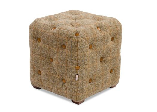 Patchwork Cube in Gamekeeper Thorn with Brown Cerrato Buttons - Kubek Furniture
