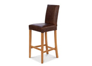 Jacobs Barstool in Bartollo Leather and Portabello Check Brown Pink - Kubek Furniture