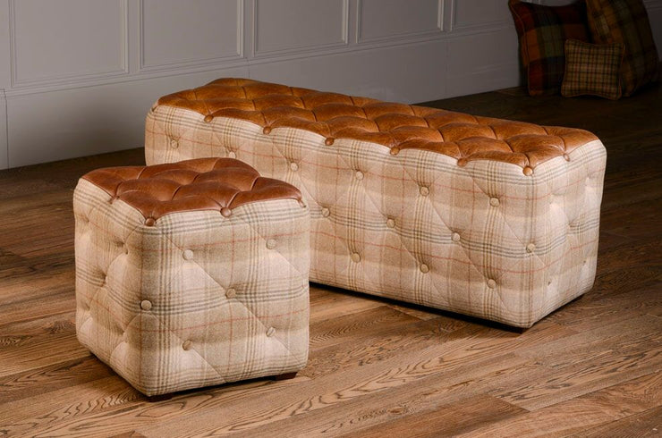 Cube and Bench in Huntingtower Sand and Brown Cerrato - Kubek Furniture