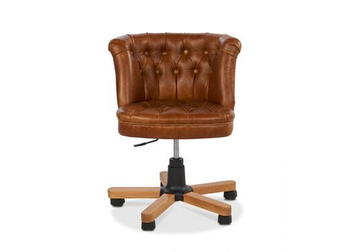 Parker Office Chair in Brown Cerrato with Malham Green - Kubek Furniture
